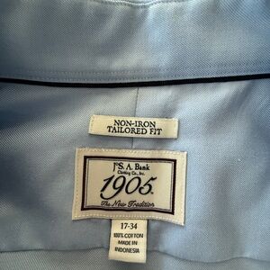 Mens Jos A Bank Dress Shirt Powder Blue size 17-34